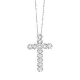 White Gold Diamond Cross Pendant with Diamond Halos Necklace 0