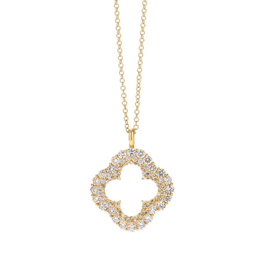 Pave diamond open clover necklace 0