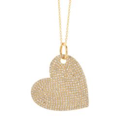 Large Pave Diamond Heart Pendant 0