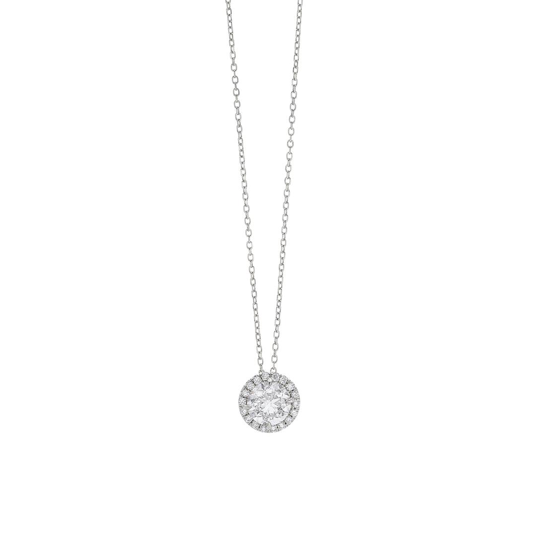 1.00 Carat Diamond Pendant Necklace with Halo 0