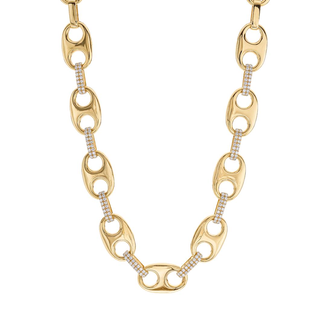 Mariner Link Necklace with Diamonds 0