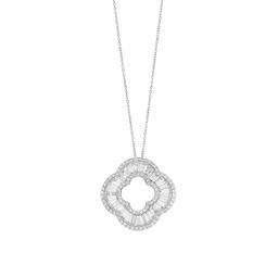 2.20 CTW Baguette Diamond Open Four Leaf Clover Pendant Necklace 0
