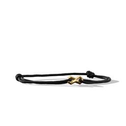 David Yurman Mens Infinity Link Black Cord Bracelet with 18K Yellow Gold 0