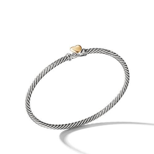 David Yurman Cable Collectibles Heart Bracelet in Sterling Silver with 18K Yellow Gold 0