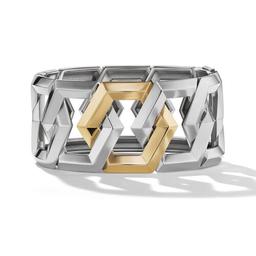 David Yurman Carlyle 32mm Cuff Bracelet in Sterling Silver with 18K Yellow Gold, size large 0