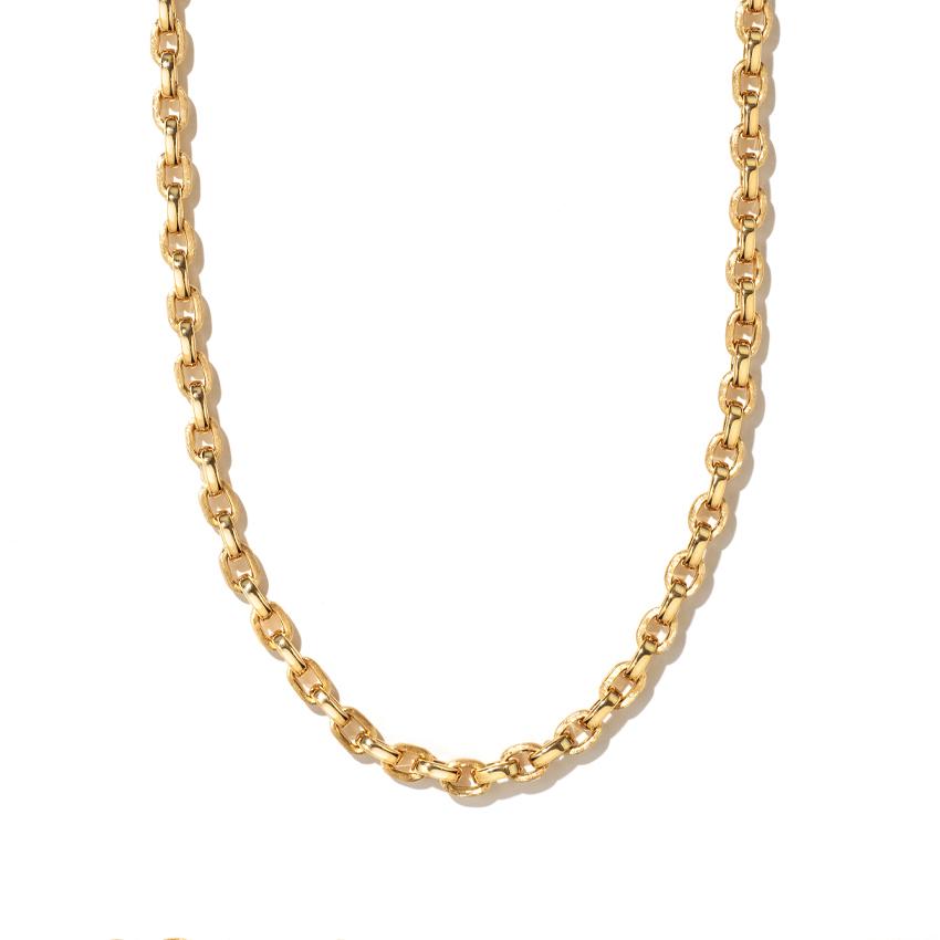 Yellow Gold 24 inch Polished & Satin Finish Oval Link Necklace 0