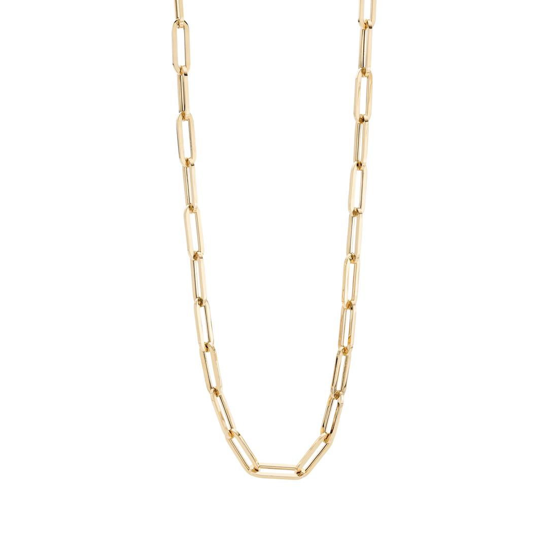 Large Yellow Gold Paperclip Necklace 0
