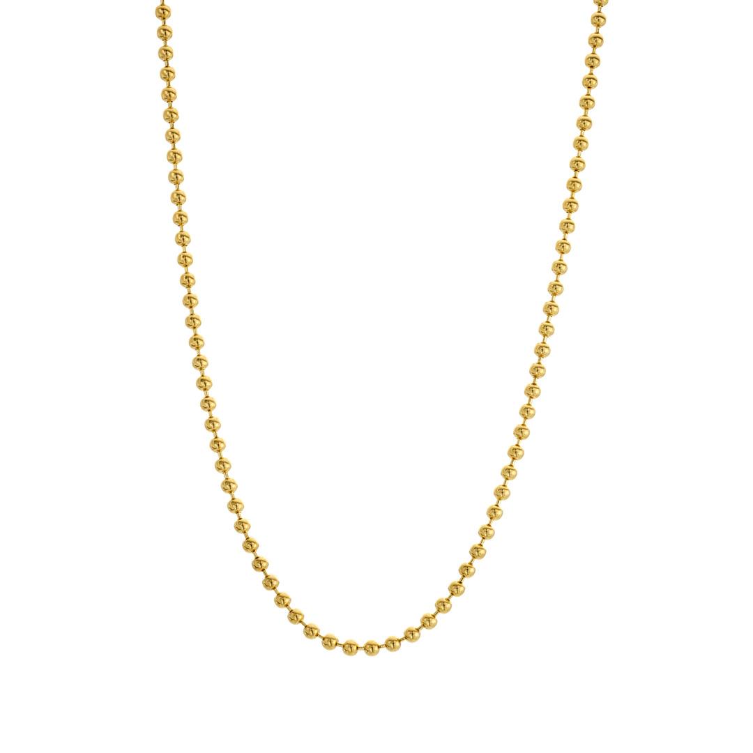 16 Inch Polished Yellow Gold Beaded Necklace 0