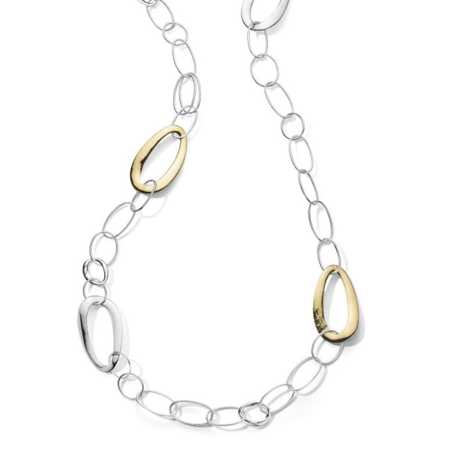 Ippolita Sterling Silver & Yellow Cherish Gold Oval Link Necklace 0