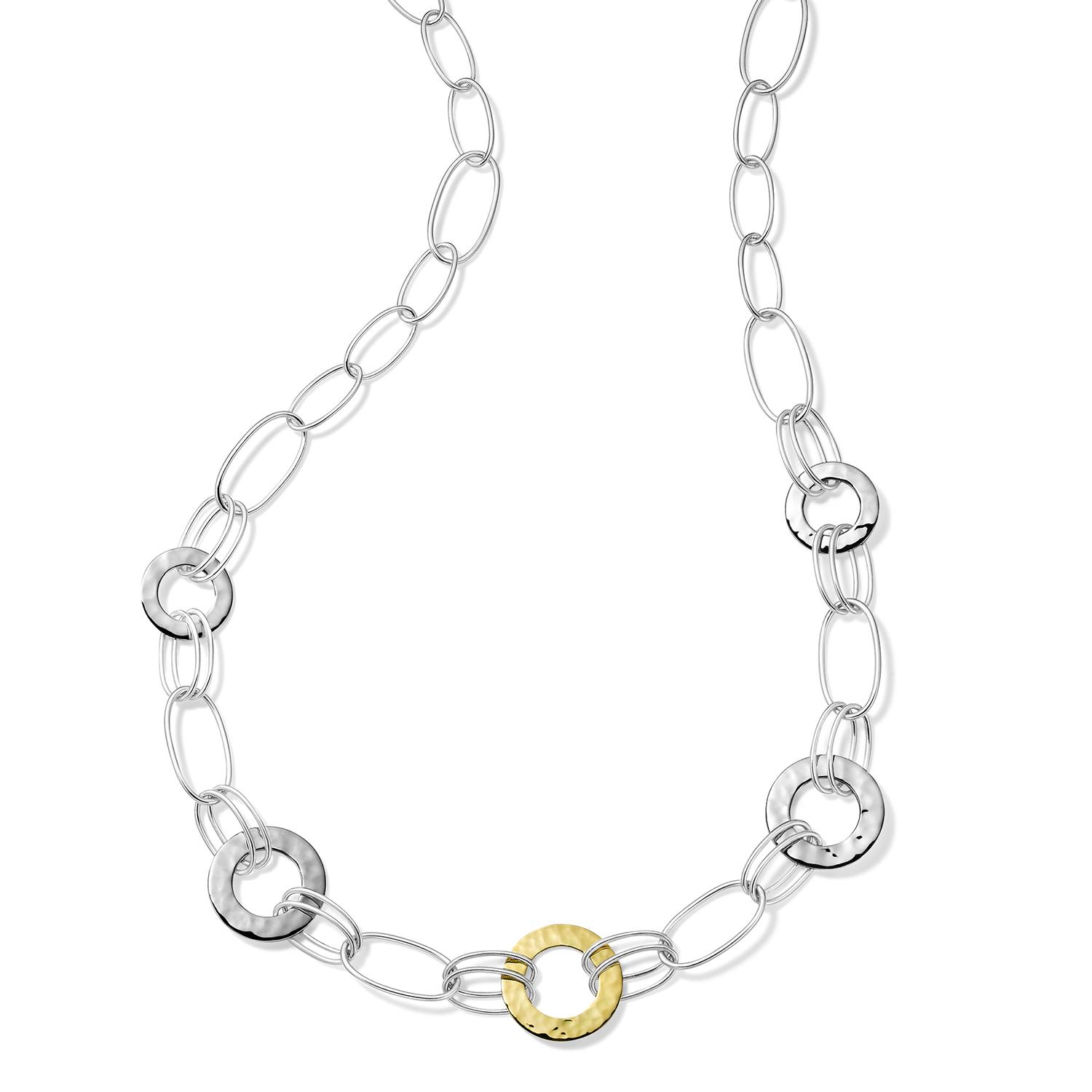 Ippolita Sterling Silver & Yellow Gold Chimera Classico Hammered Disc Link Necklace 0