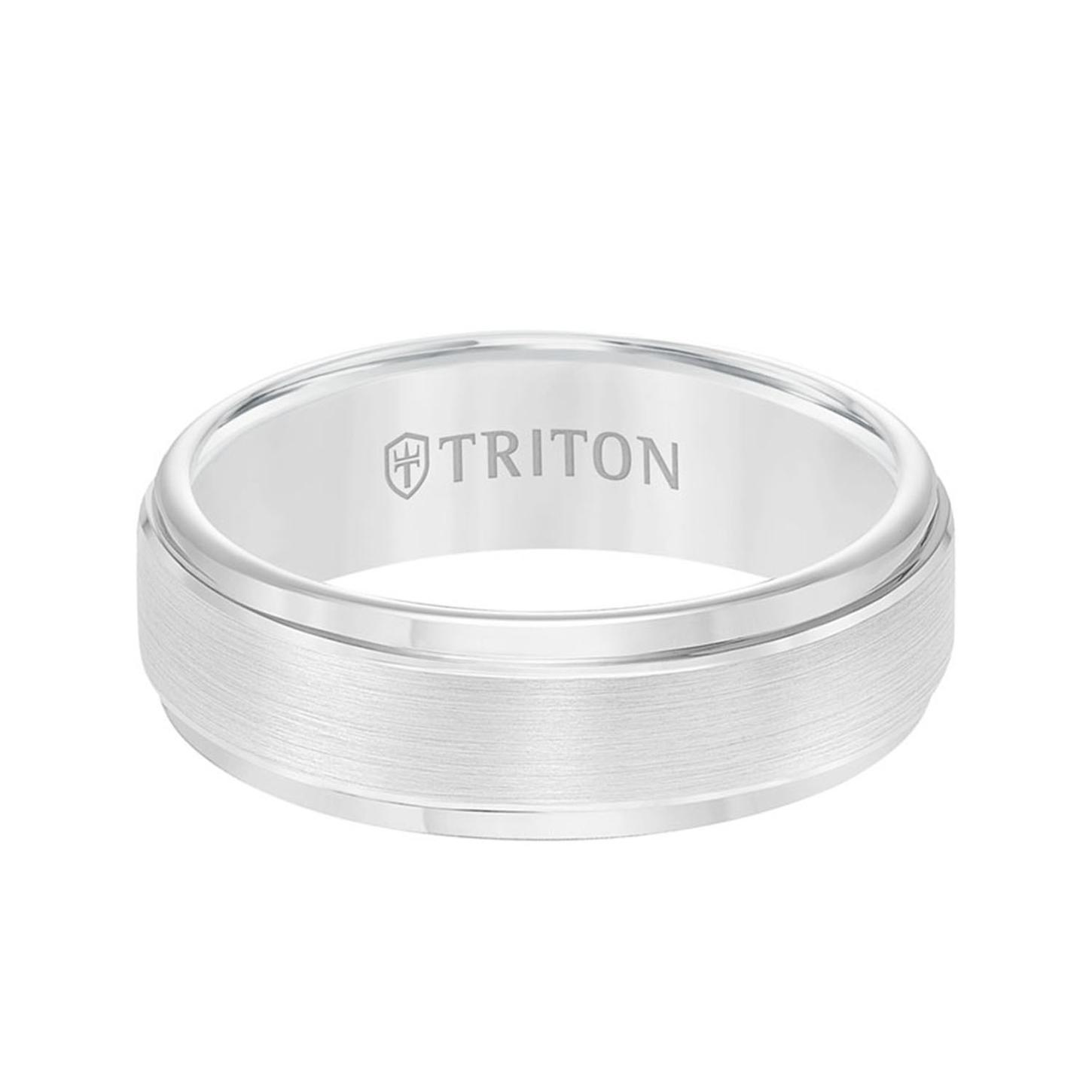Gents Triton 7mm Tungsten Band Round Rims 0