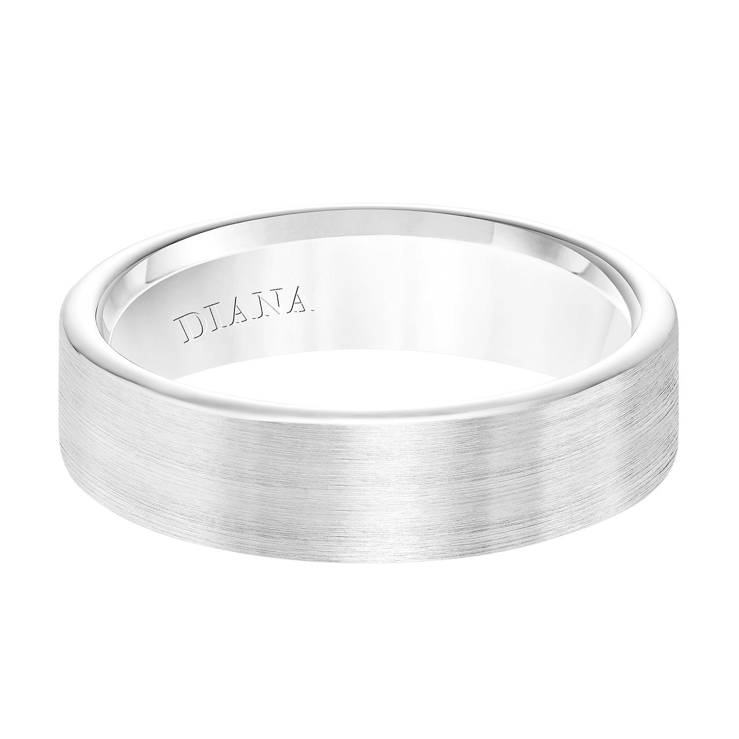 Gents 14K White Gold 6mm Wedding Band with Satin Finish 0