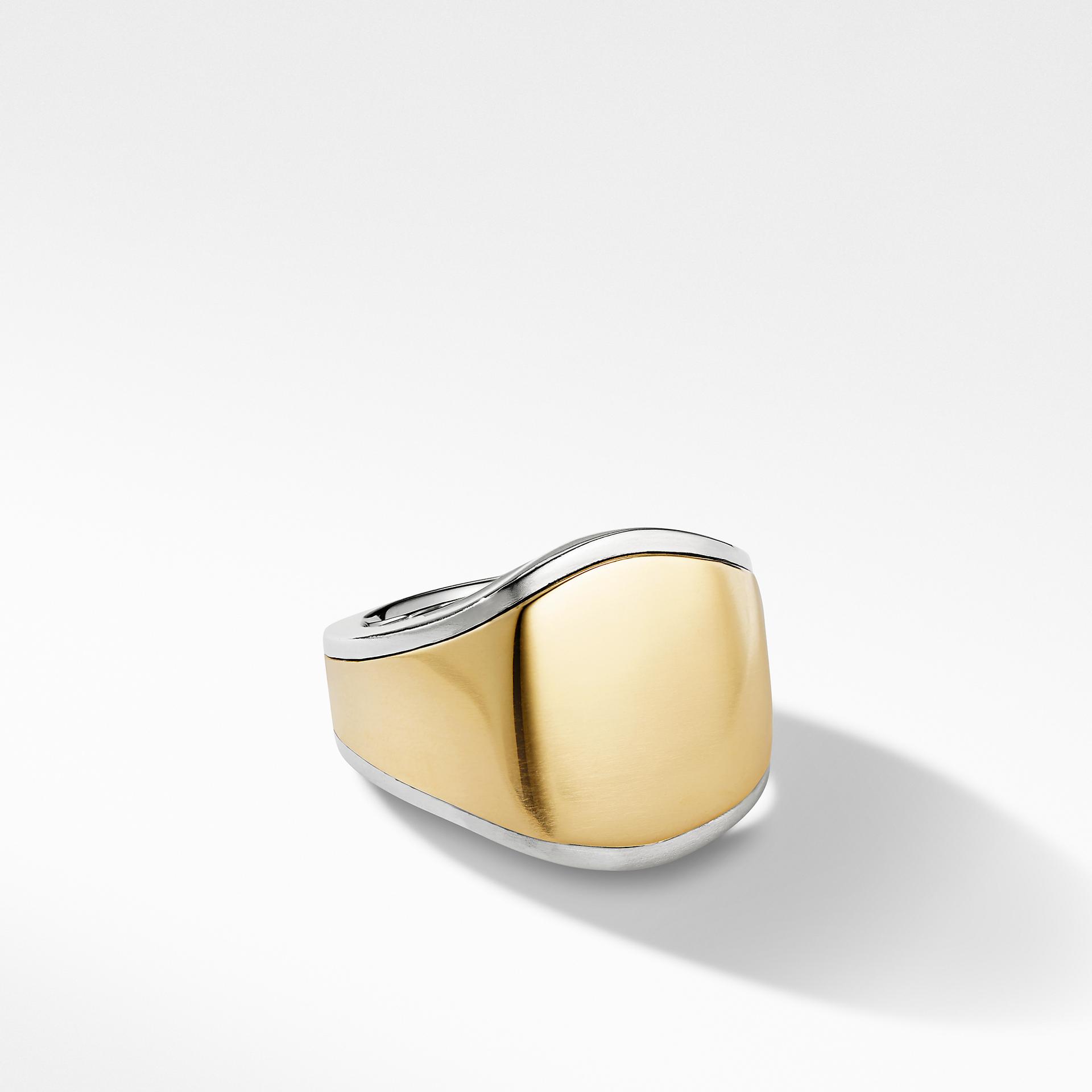 David Yurman Mens Streamline Signet Ring with 18K Yellow Gold, size 10 0