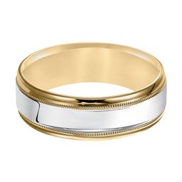 Gents Two Tone Band with Milgrain Detail 0