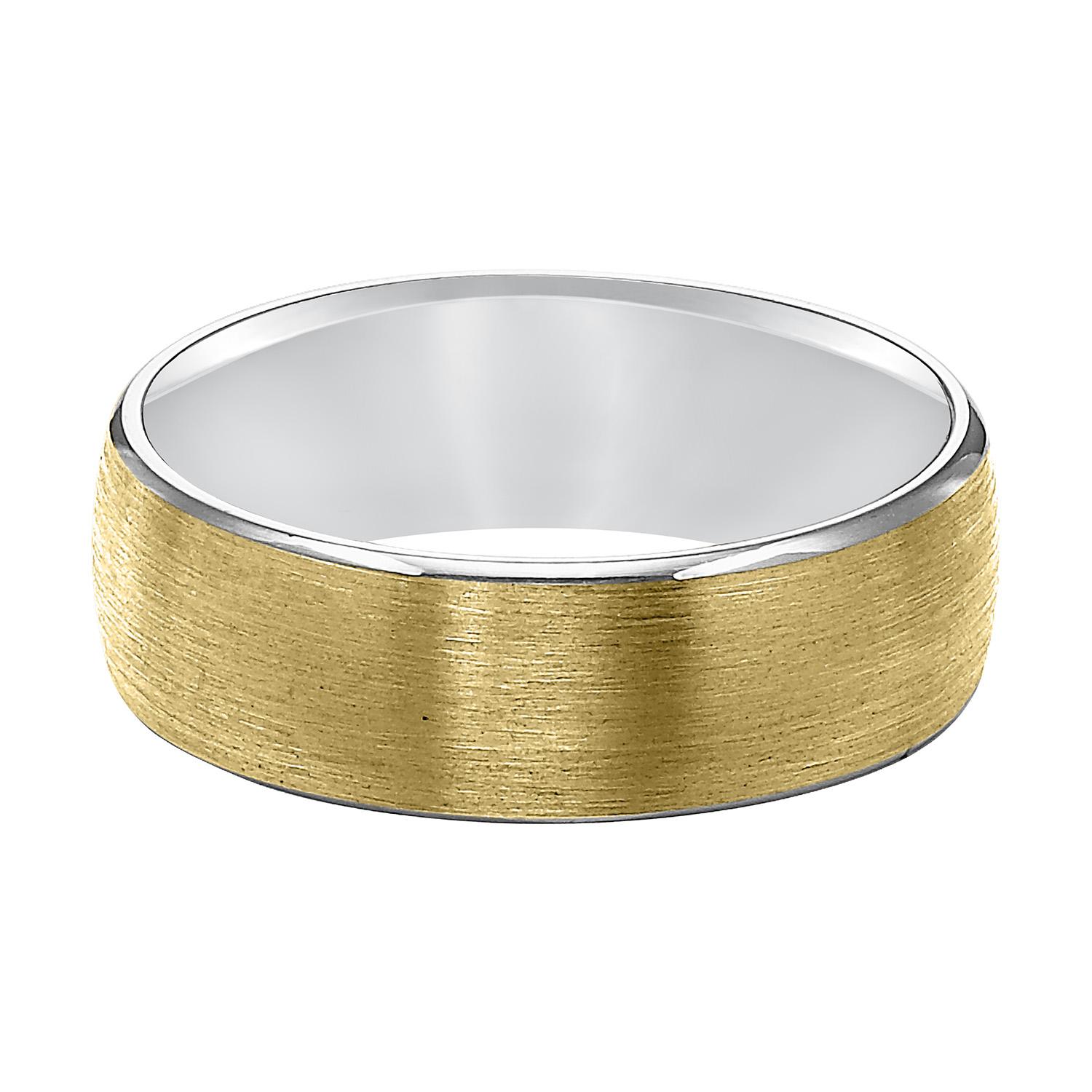 Gents Two-Tone Wedding Band with Satin Finish 0