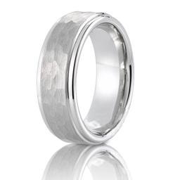 Triton 8mm Tungsten and Gold Band with Hammered Design and Comfort Fit Band 0