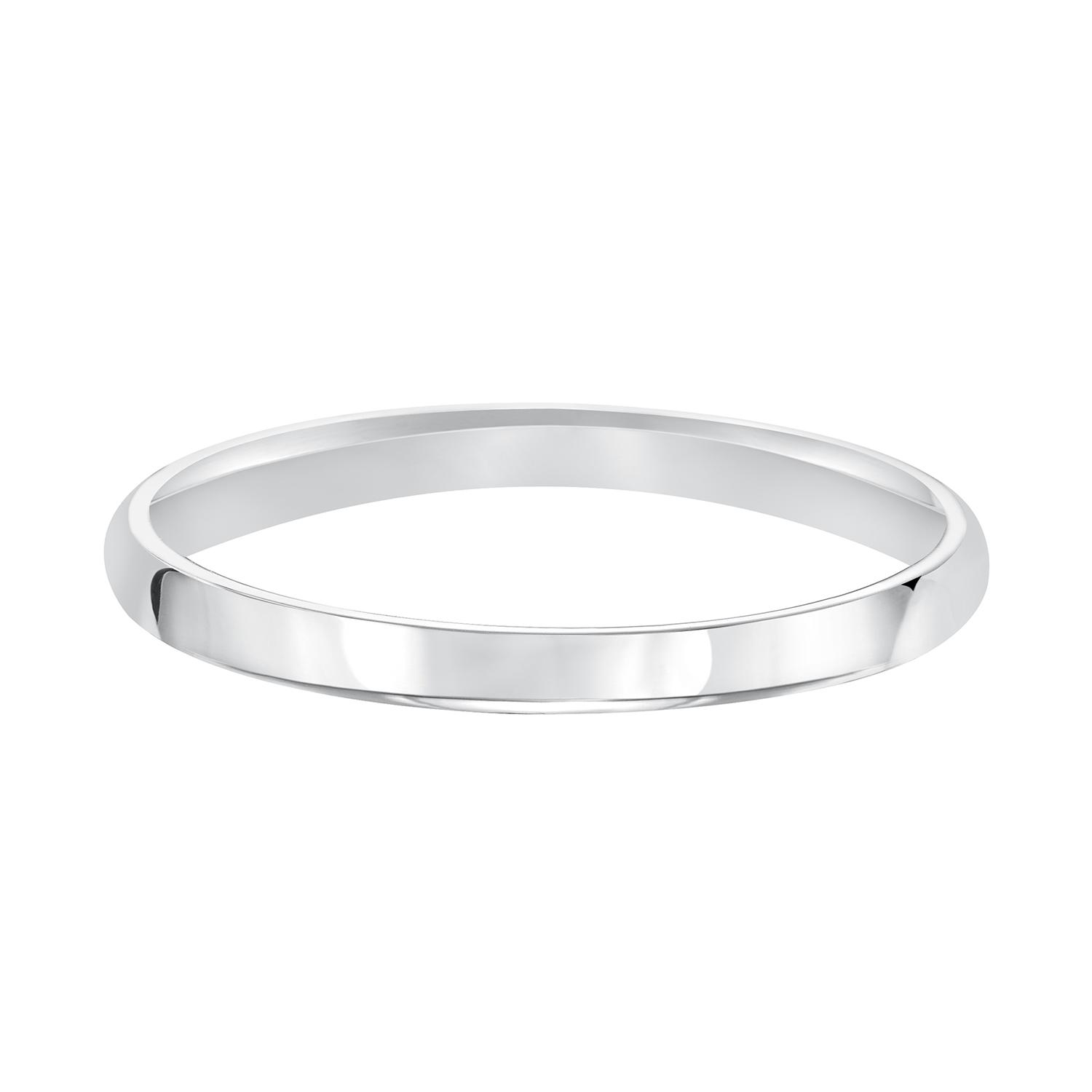 14K White Gold Low Dome Wedding Band 0