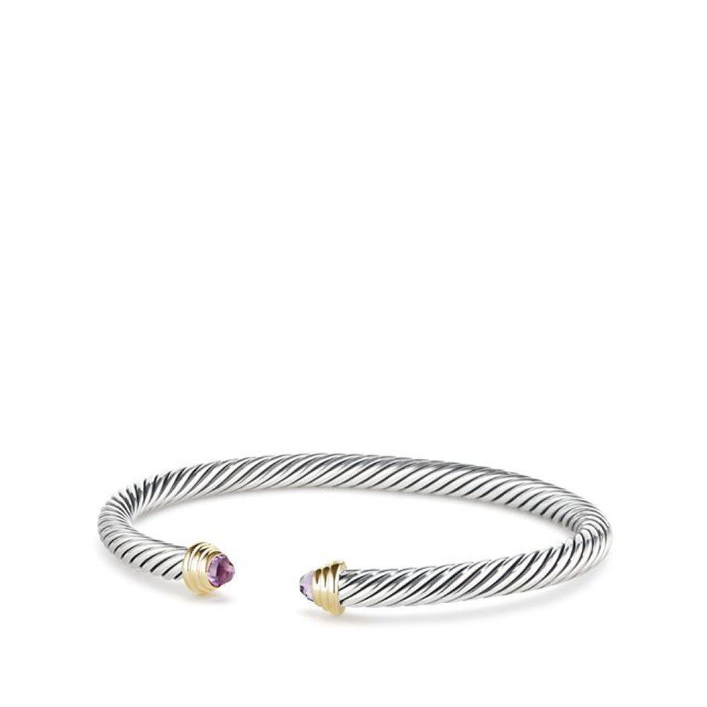 David Yurman Cable Kids Birthstone Bracelet with Amethyst and 14K Gold, 4mm 0