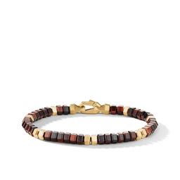 David Yurman Hex Bead Bracelet with Red Tiger's Eye and 18K Yellow Gold 0