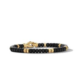 David Yurman Mens Hex 6mm Bead Bracelet with Black Onyx and 18K Yellow Gold 0