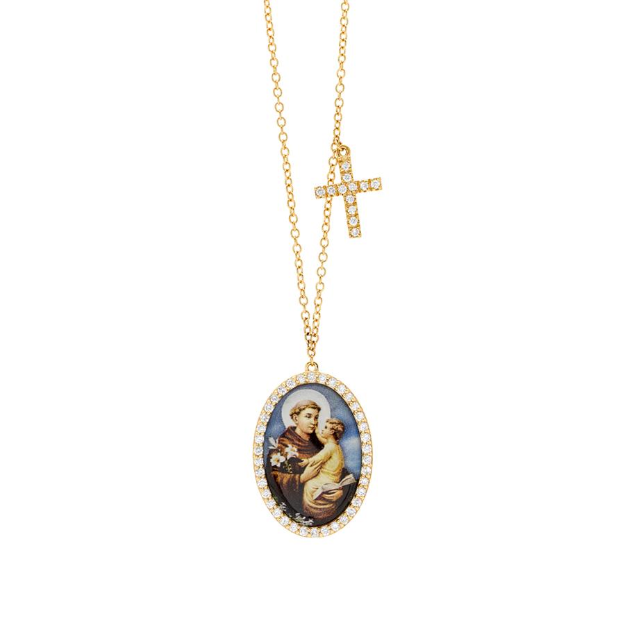 St. Antonio Pendant Necklace with Diamonds