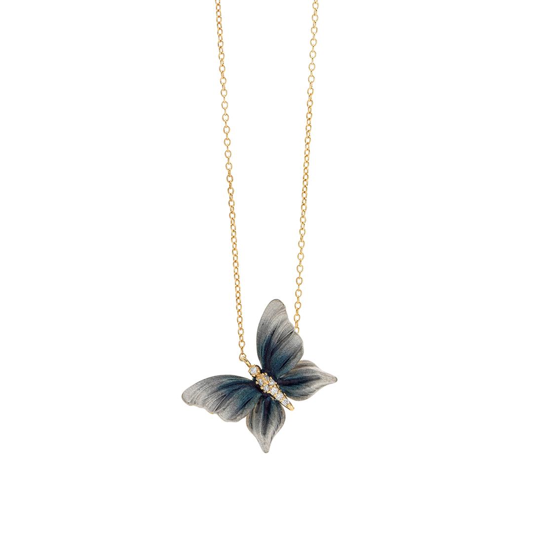 Coated Butterfly Necklace with Diamonds 0