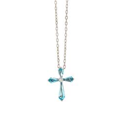 Charles Krypell Blue Topaz and Diamond Cross Necklace 1