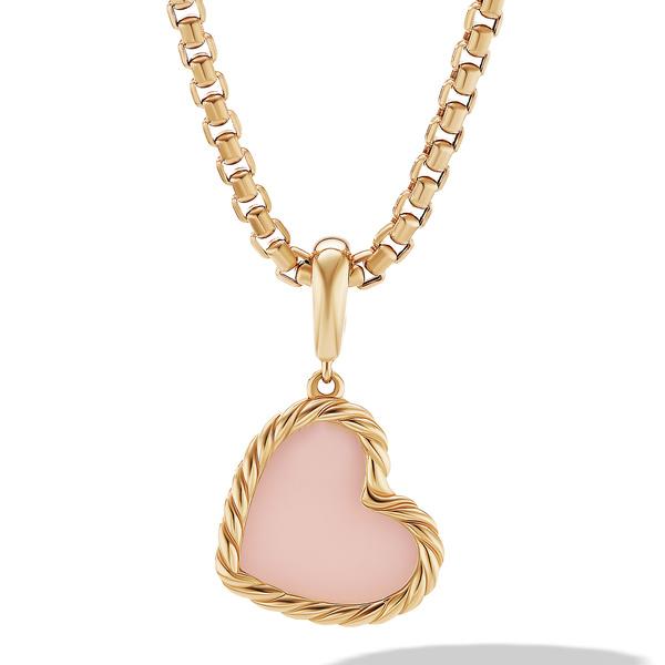 David Yurman DY Elements Heart Amulet in 18K Yellow Gold with Pink Opal 0