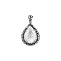 John Hardy Hammered Sterling Silver Drop Pendant with Black Sapphires 2