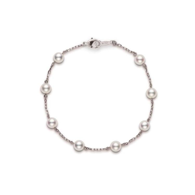 Mikimoto White Gold Eight Pearl Chain Bracelet 0