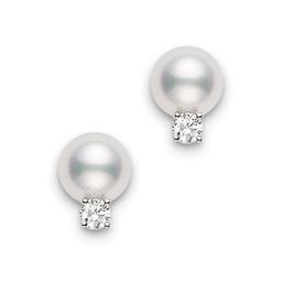 Mikimoto 6.5-6mm "A+" Pearl and Diamond Stud Earrings 0