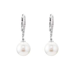 Pearl, Diamond & Gold Drop Earrings 0