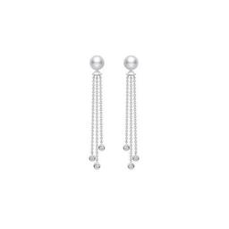 Mikimoto Pearl and Diamond Chain Dangle Earrings 0