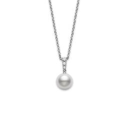 Mikimoto Morning Dew White South Sea Pearl and Diamond Pendant Necklace 0