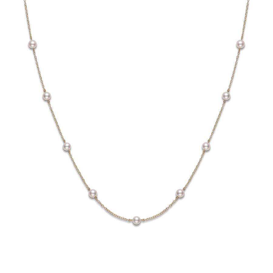 Mikimoto 5.5mm Akoya A+ Pearl Station Necklace in Yellow Gold 0