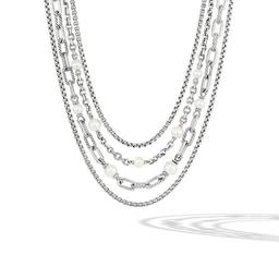 David Yurman DY Madison Pearl Multi Row Chain Necklace in Sterling Silver 0