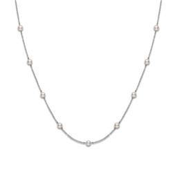 Mikimoto White Gold 6mm Pearl Station Necklace 0