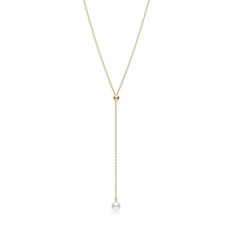 Mikimoto Yellow Gold 7.5mm Pearl Lariat Necklace 0