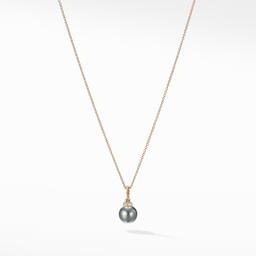 David Yurman Solari Pendant Necklace with Diamonds in 18K Gold with Grey Pearl 0