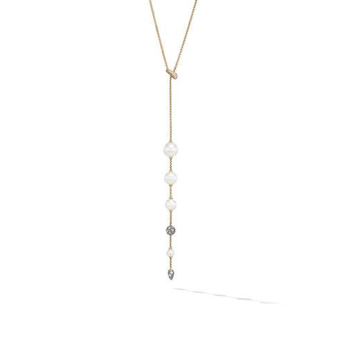 David Yurman Pearl and Pave Y Necklace in 18K Yellow Gold with Diamonds 0