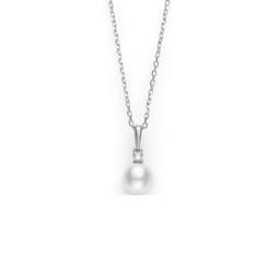 Mikimoto White Gold Akoya Pearl and Diamond Pendant Necklace 0