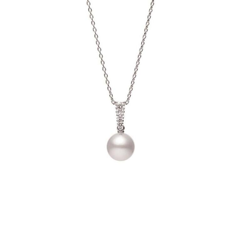 Mikimoto Morning Dew Akoya Pearl and Diamond Pendant Necklace 0