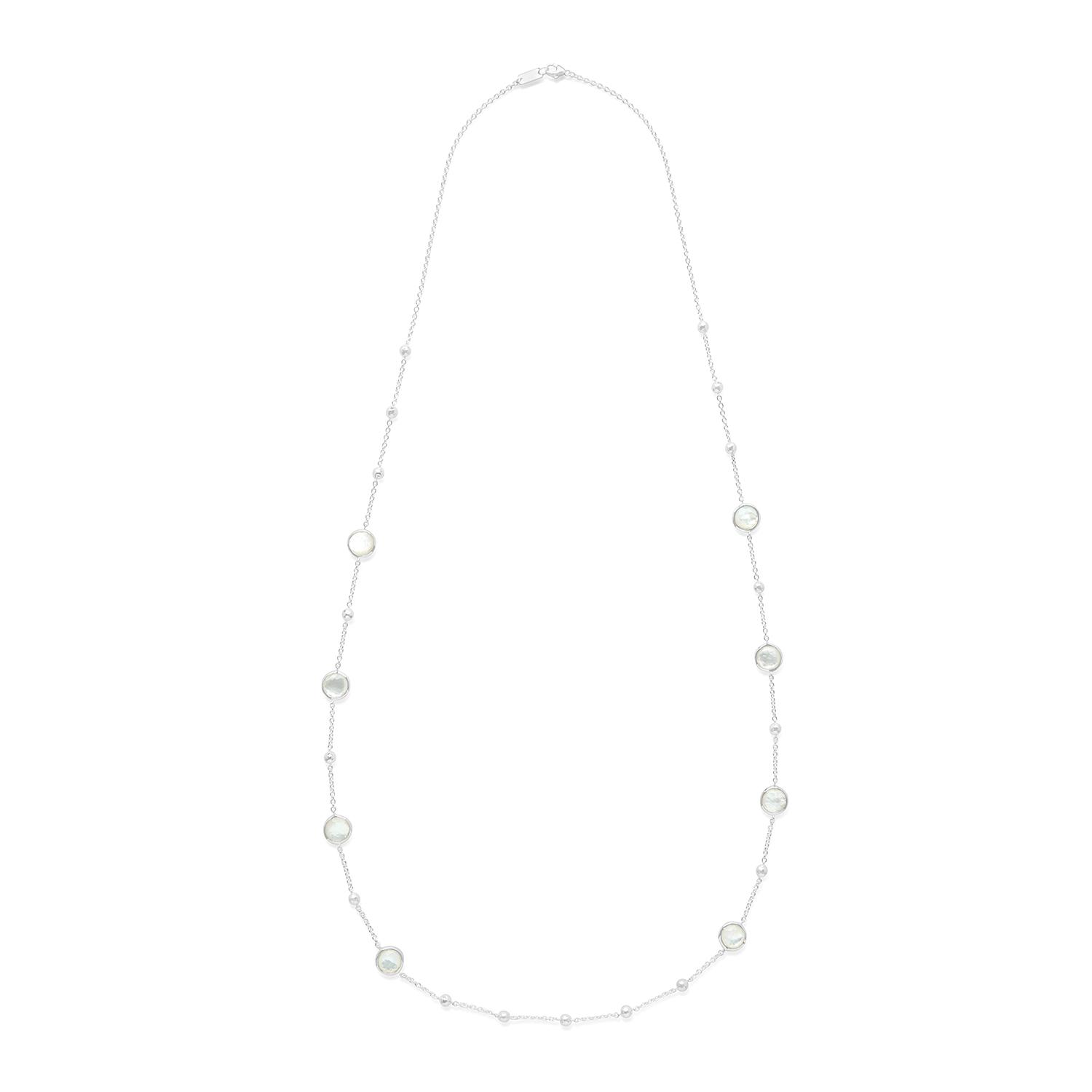 Ippolita Sterling Silver Mother Of Pearl & Clear Quartz Station Necklace 0