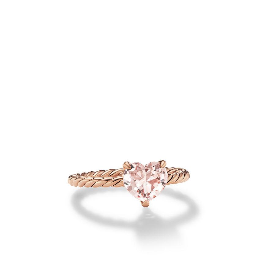 David Yurman Chatelaine Heart Ring in 18k Rose Gold with Morganite, size 6 0