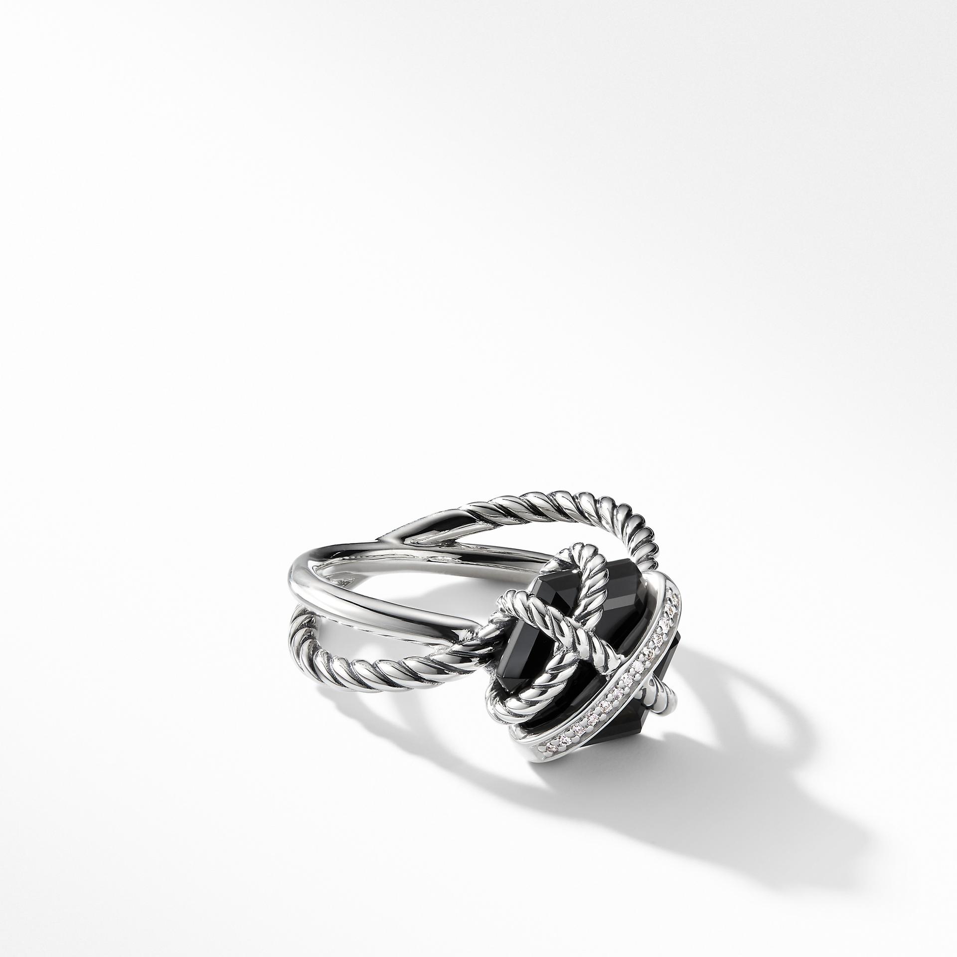 David Yurman Ring with Black Onyx and Diamonds, size 6 0