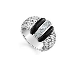 Lagos Black Caviar Ceramic Caviar Diamond Ring 2