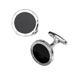 Sterling Silver & Black Onyx Round Cuff Links 0