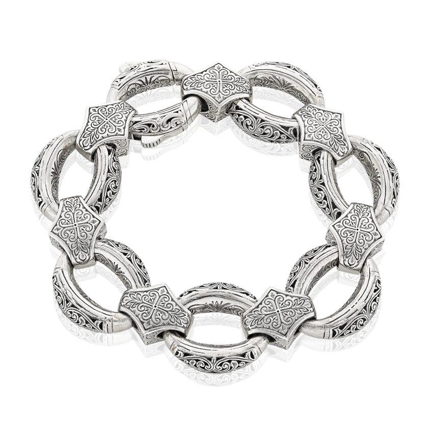 Konstantino Sterling Silver Carved Link Bracelet 0