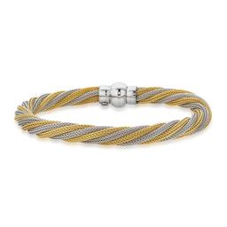Sterling Silver Two Tone Twisted Mesh Bracelet 0