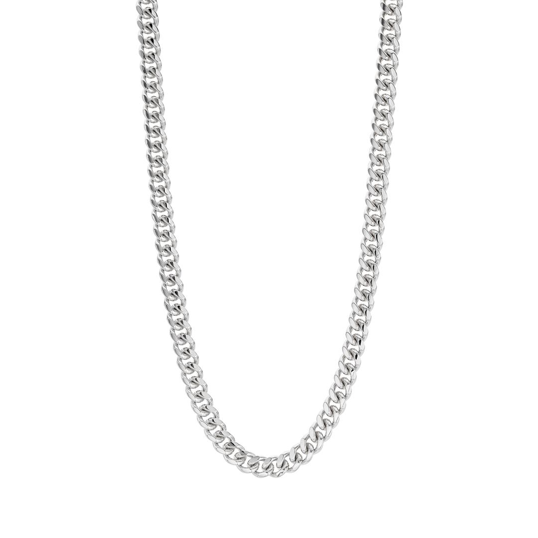 Polished Sterling Silver Flat Curb Link Necklace 0